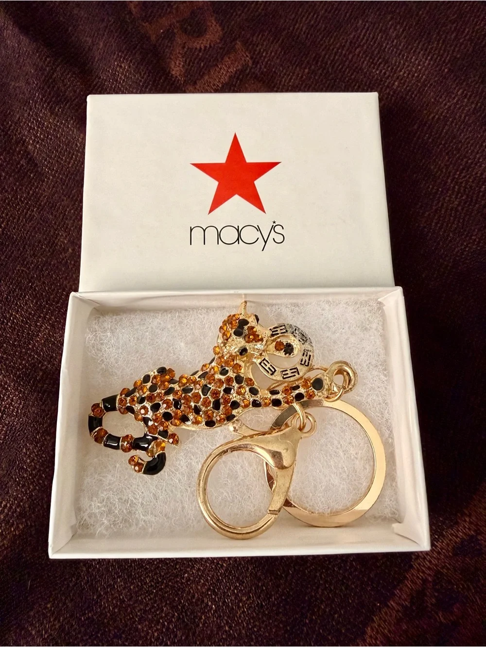 Macy's Gold and Black Leopard Key & Card Holder Charm